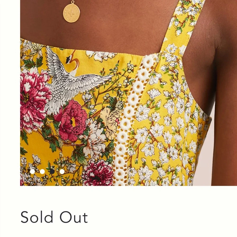 Anthropologie maxi dress Farm Rio size L yellow floral Cantonal maxi sold out - Picture 3 of 16